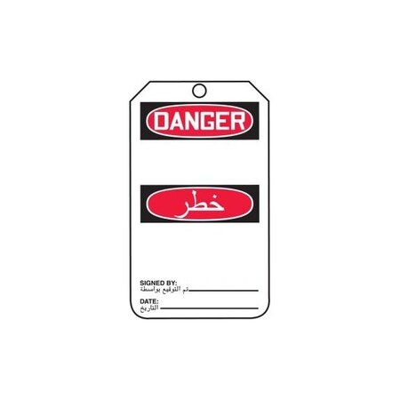 Accuform Safety Tags, DANGER BLANK BILINGUAL ARABIC, 5.75in x 3.25in, RP-Plastic, 25PK TMA107PTP